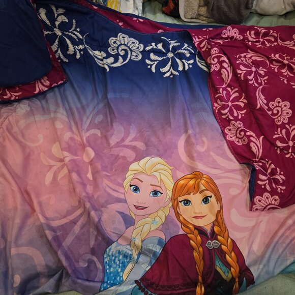 Disney Frozen Twin Reversible Comforter featuring Elsa and Anna - Picture 1 of 4